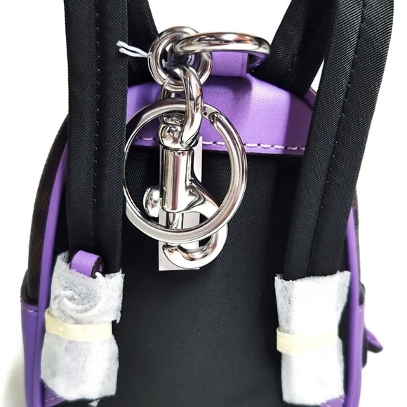 Coach Mini Court Backpack Bag Charm Coated Canvas Brown Iris Multi Leather NWT - Picture 6 of 7